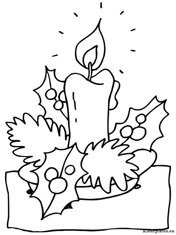 Kerst kaars kleurplaten