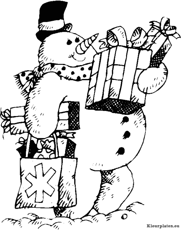 Sneeuwpop kleurplaat
