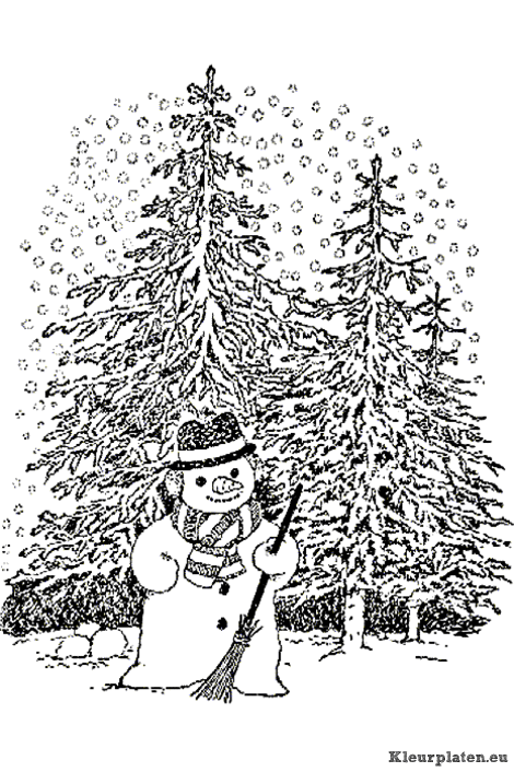Sneeuwpop kleurplaten
