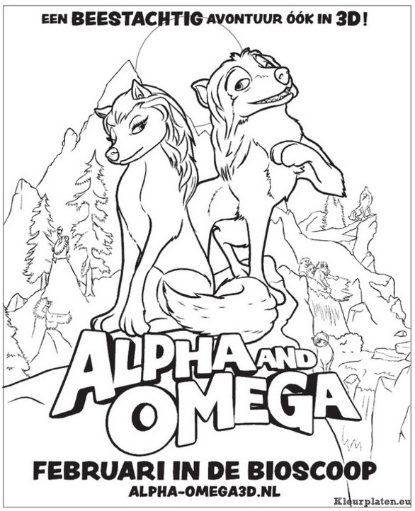 Alpha en omega film logo kleurplaat