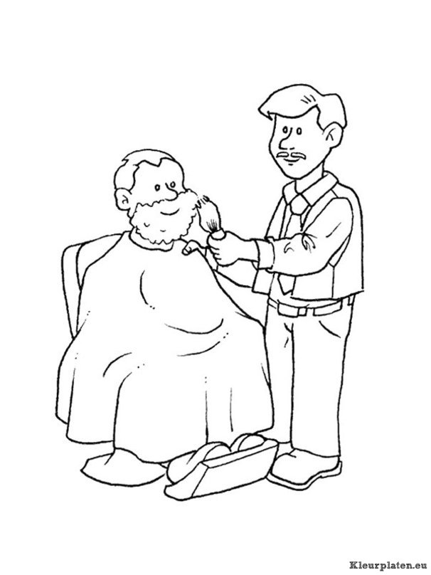 Baard scheren kapper kleurplaat