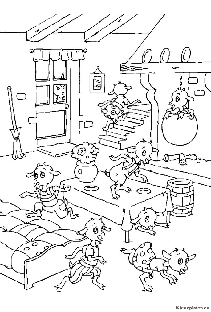 De wolf en de 7 geitjes kleurplaten