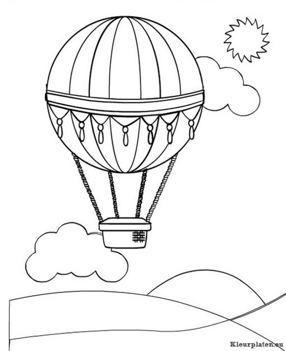 Luchtballonnen kleurplaat