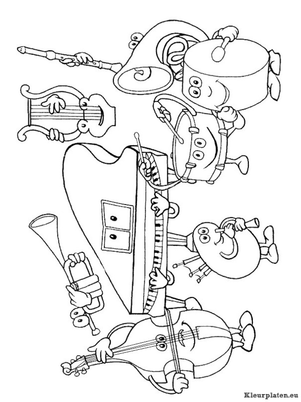 Muziekinstrumenten kleurplaten