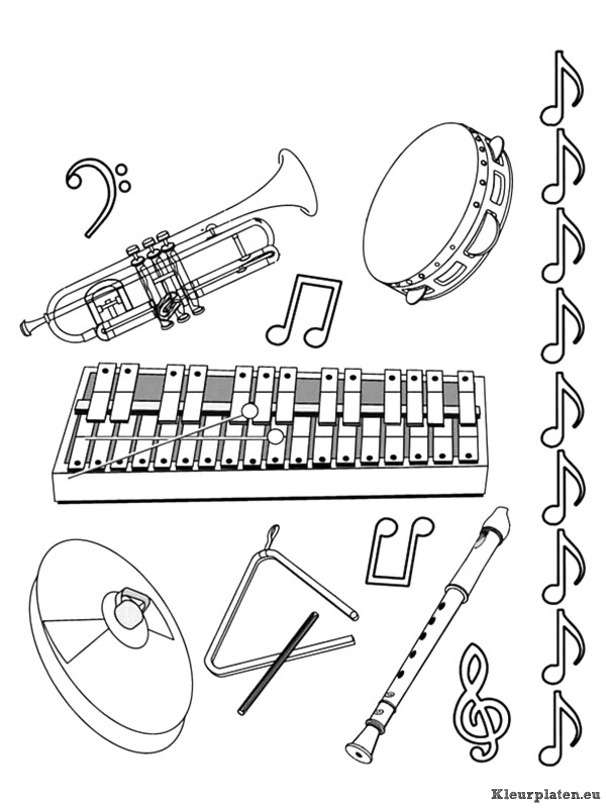 Muziekinstrumenten kleurplaat