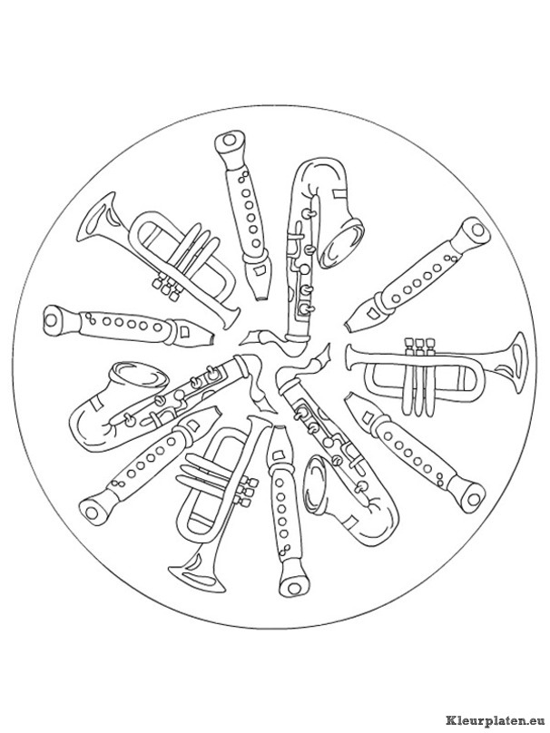 Muziekinstrumenten kleurplaten