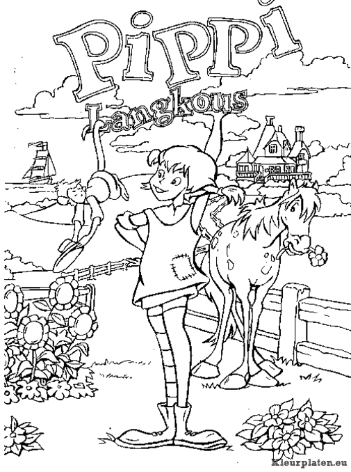 Pippi langkous kleurplaten