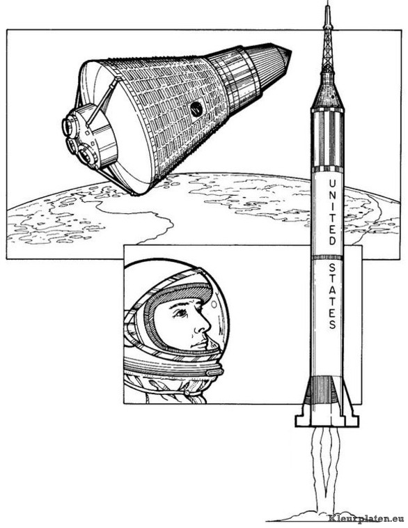 Ruimtevaart geschiedenis kleurplaat