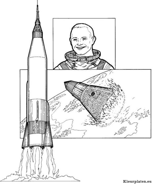 Ruimtevaart geschiedenis kleurplaat