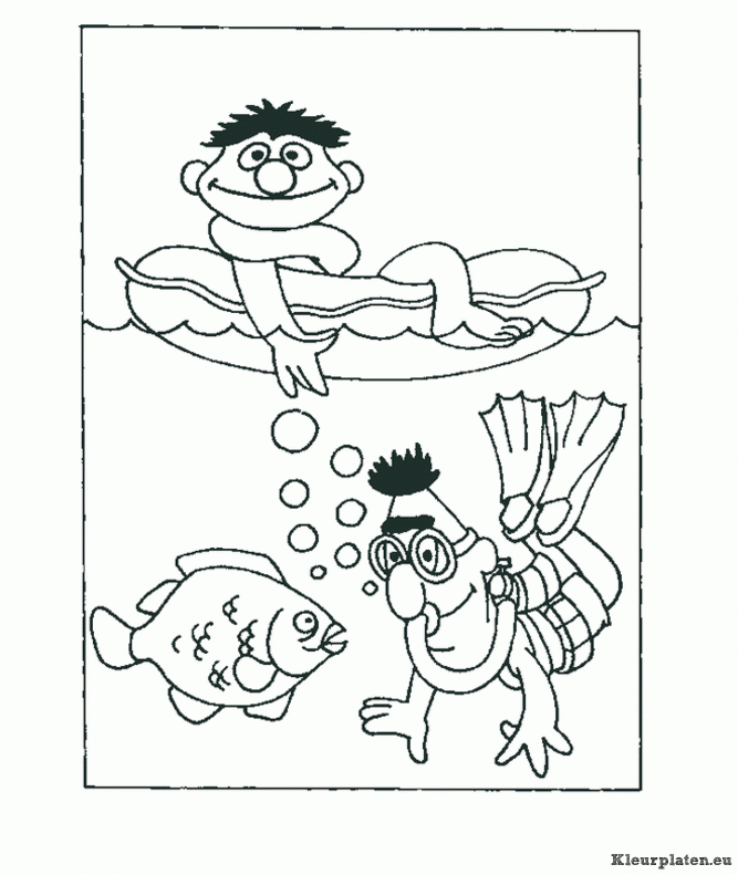 Sesamstraat bert en ernie kleurplaten