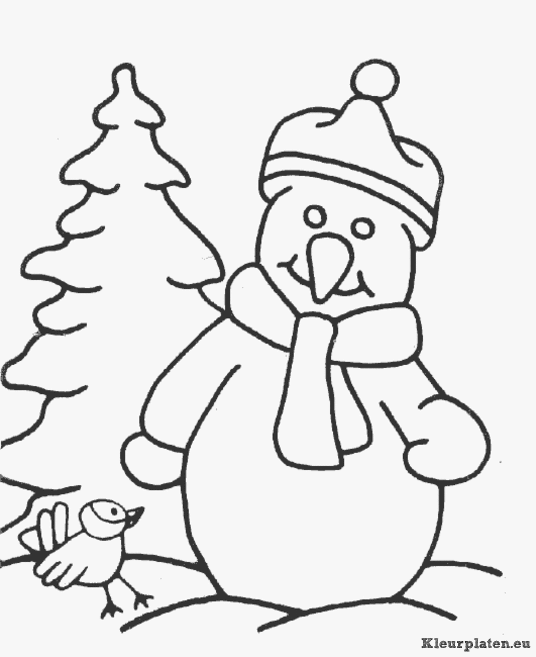 Sneeuwpop kleurplaten