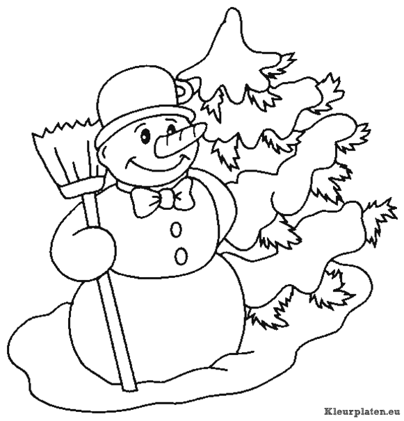 Sneeuwpop kleurplaten