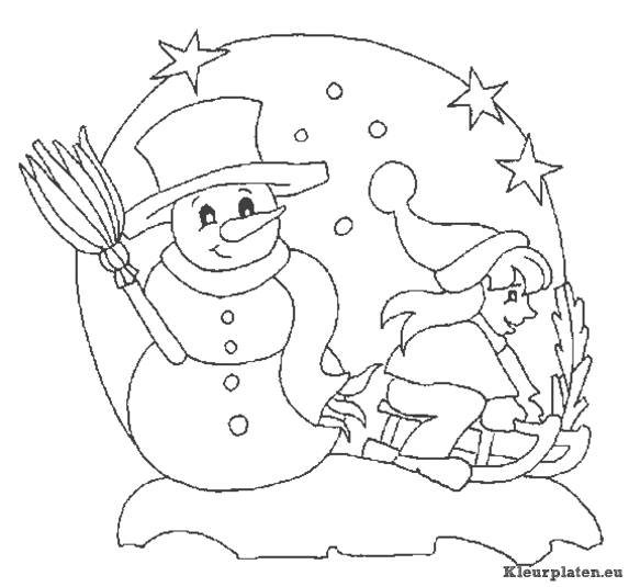Sneeuwpop kleurplaat