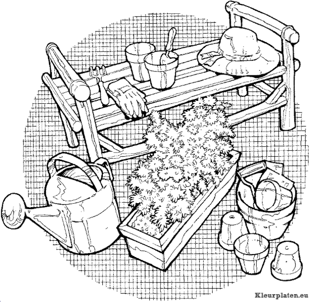 Tuinieren kleurplaat