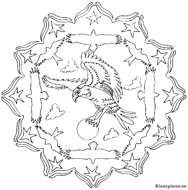 Mandala dieren kleurplaat