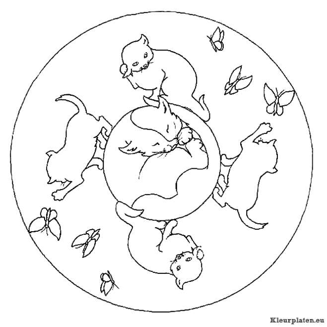 Mandala dieren kleurplaat