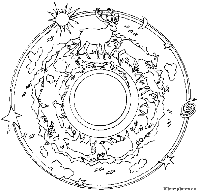 Mandala dieren kleurplaat