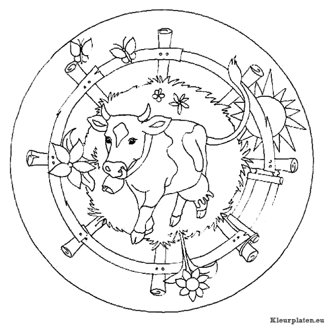 Mandala dieren kleurplaat