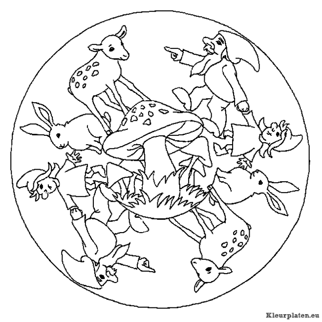 Mandala dieren kleurplaat