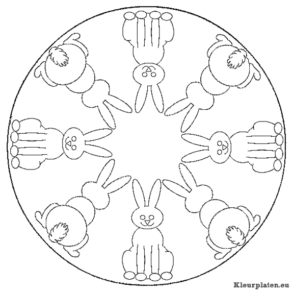 Mandala dieren kleurplaat