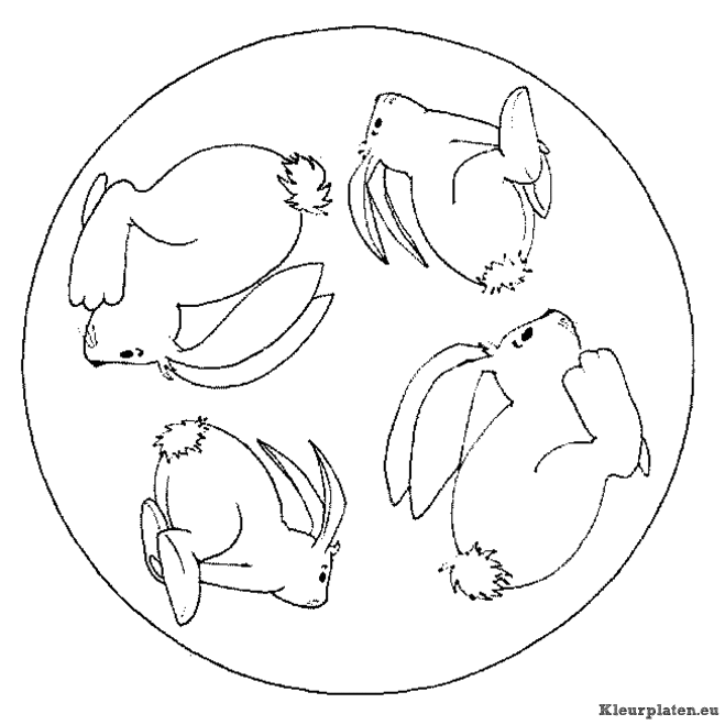 Mandala dieren kleurplaat