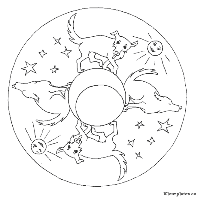 Mandala dieren kleurplaat