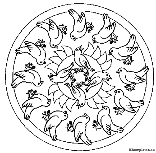 Mandala dieren kleurplaat