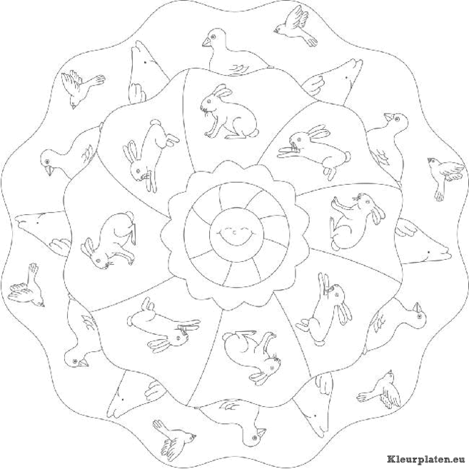 Mandala dieren kleurplaat