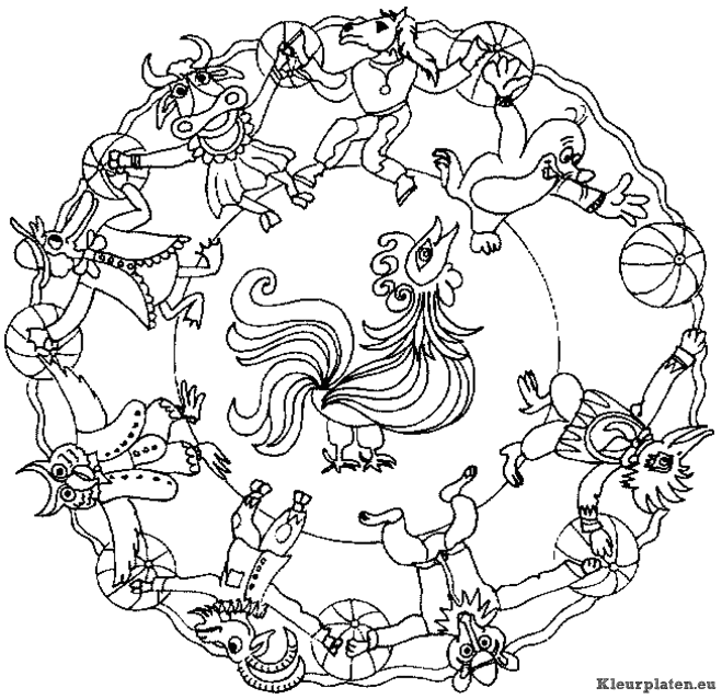 Mandala dieren kleurplaat