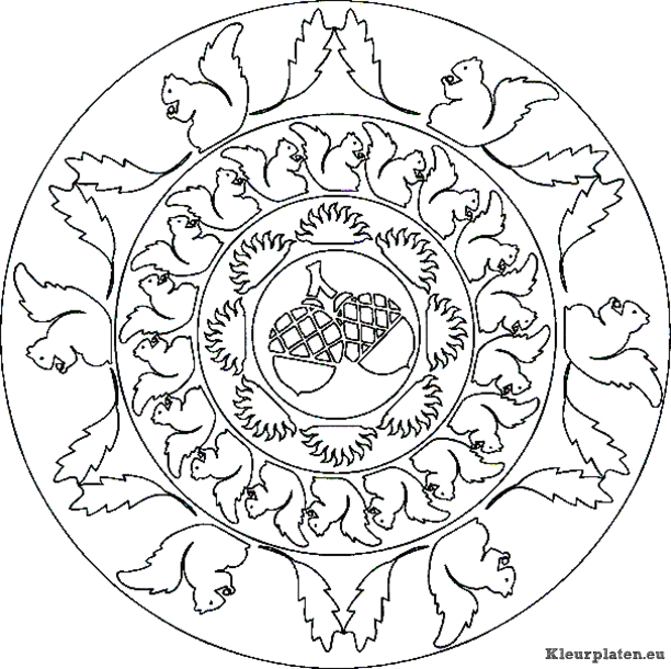 Mandala dieren kleurplaat