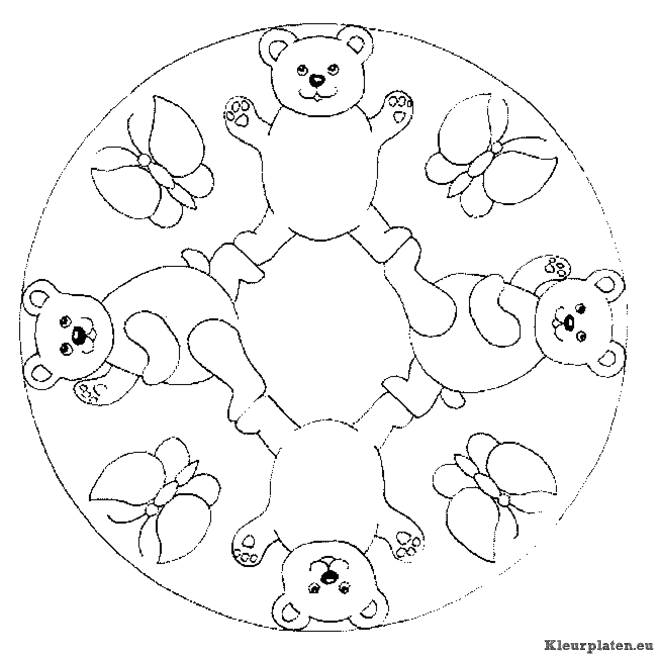 Mandala dieren kleurplaat