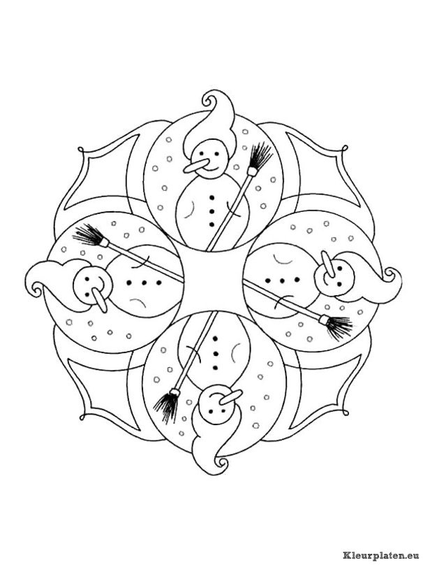 Mandala kerstmis kleurplaten