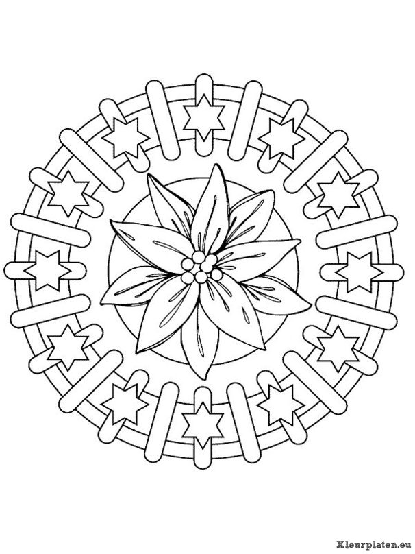 Mandala kerstmis kleurplaten