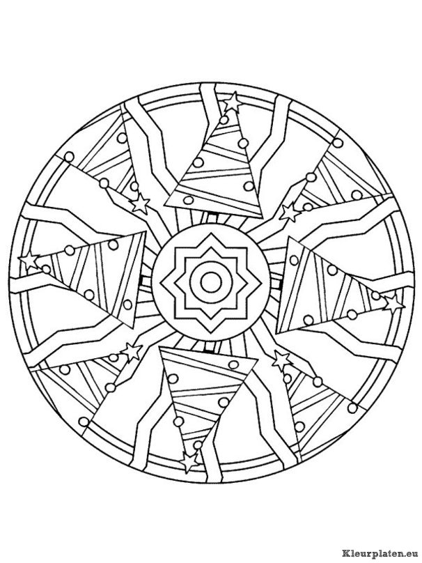 Mandala kerstmis kleurplaten