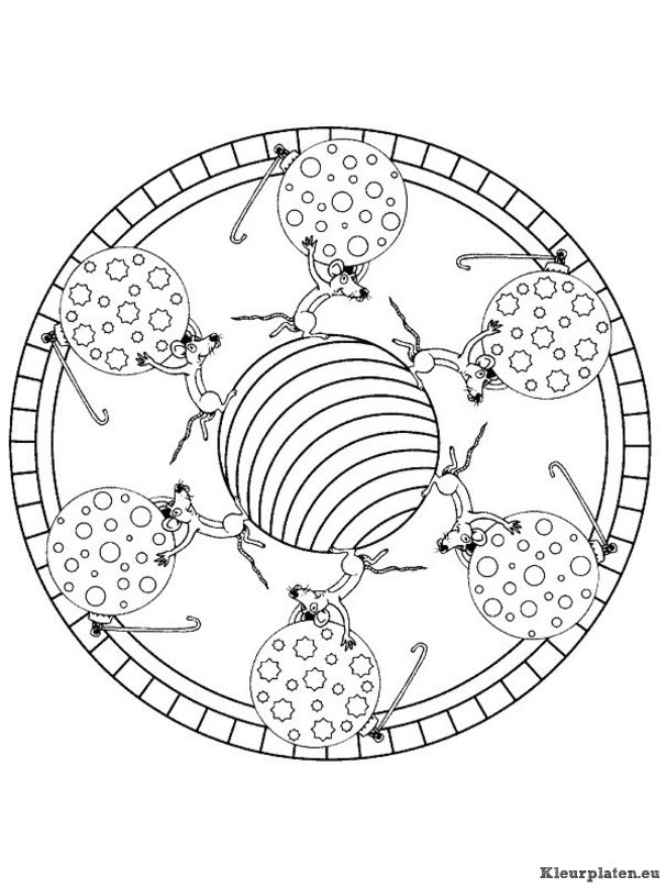 Mandala kerstmis kleurplaat