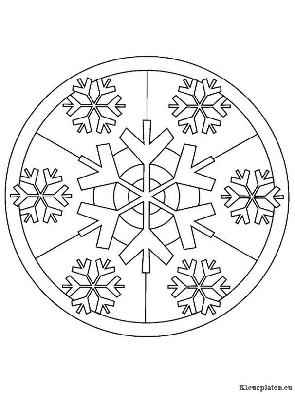 Mandala kerstmis kleurplaat