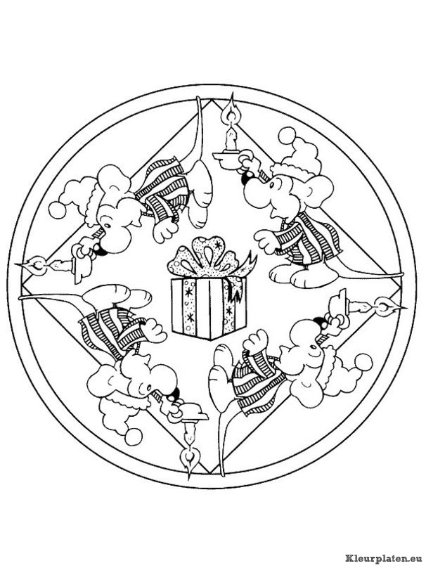 Mandala kerstmis kleurplaten