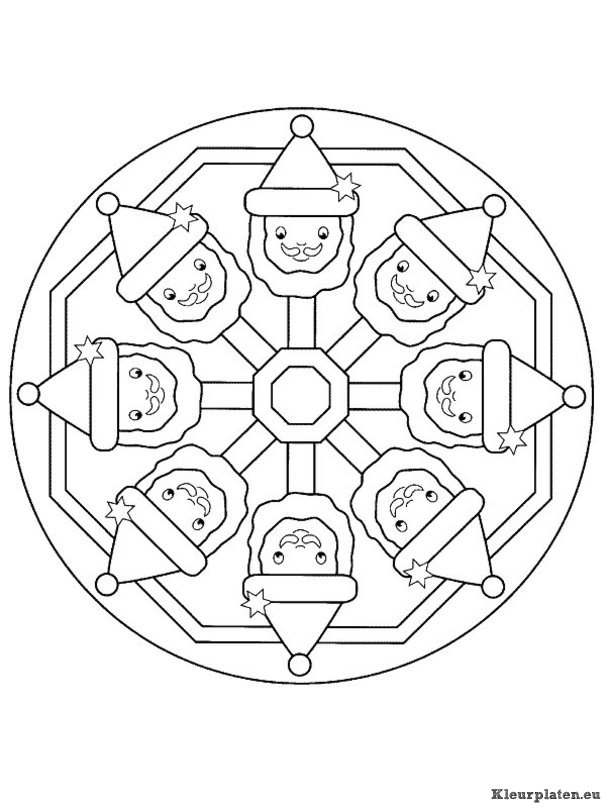 Mandala kerstmis kleurplaten