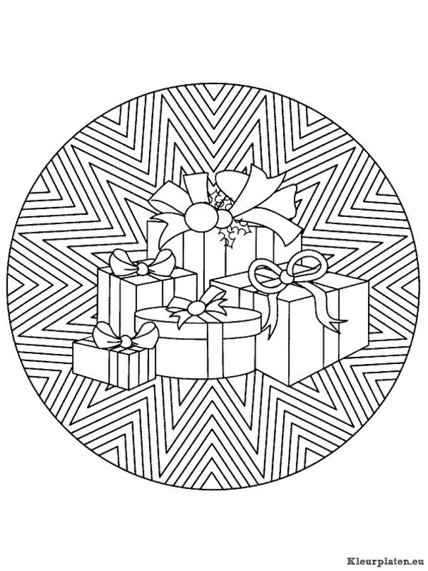 Mandala kerstmis kleurplaten