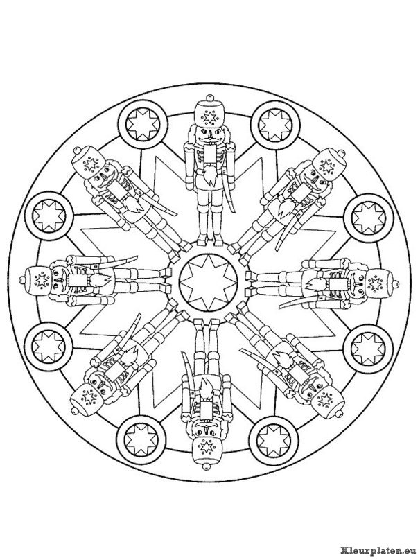 Mandala kerstmis kleurplaat