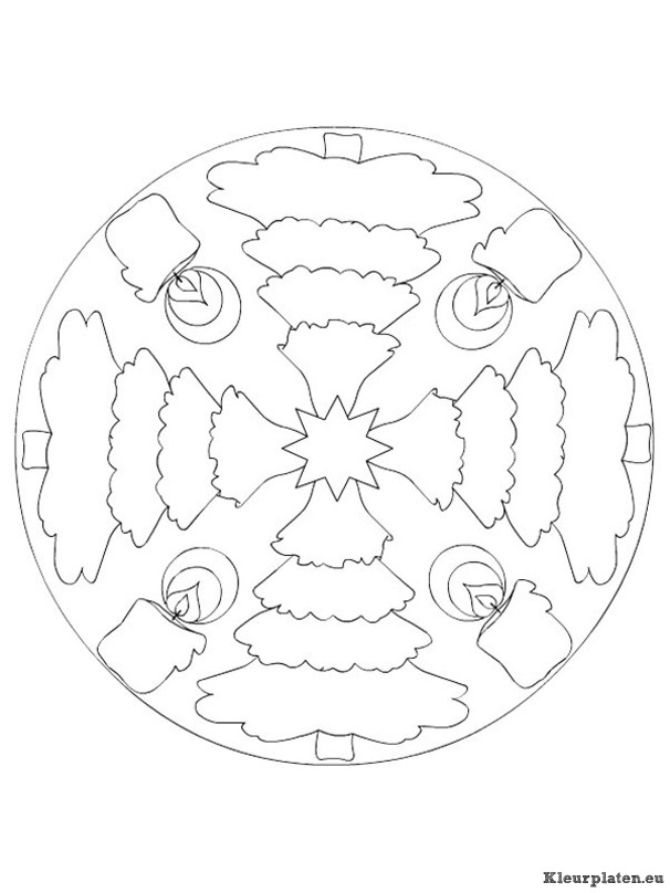 Mandala kerstmis kleurplaten