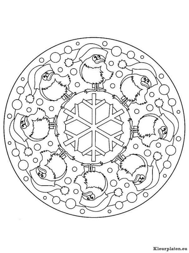 Mandala kerstmis kleurplaten