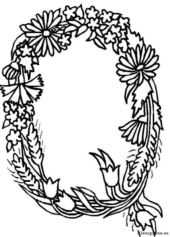 Alfabet bloemen kleurplaten