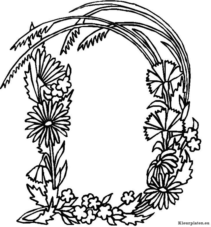Alfabet bloemen kleurplaten
