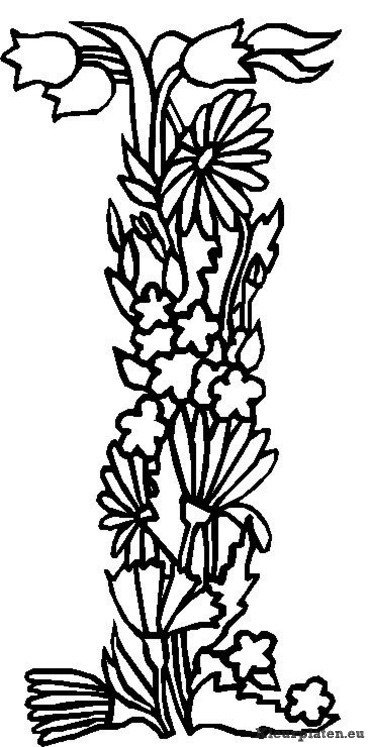 Alfabet bloemen kleurplaten