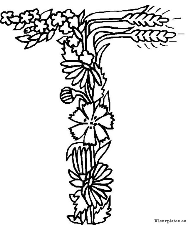 Alfabet bloemen kleurplaten