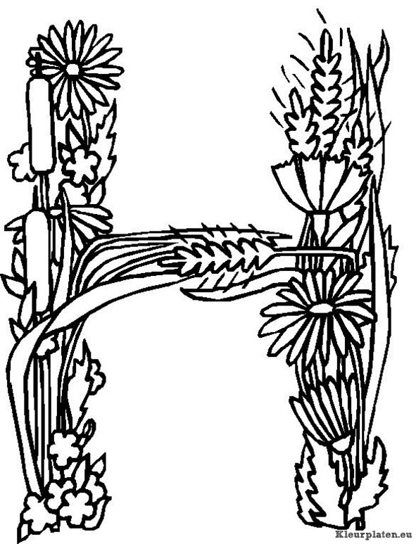 Alfabet bloemen kleurplaten