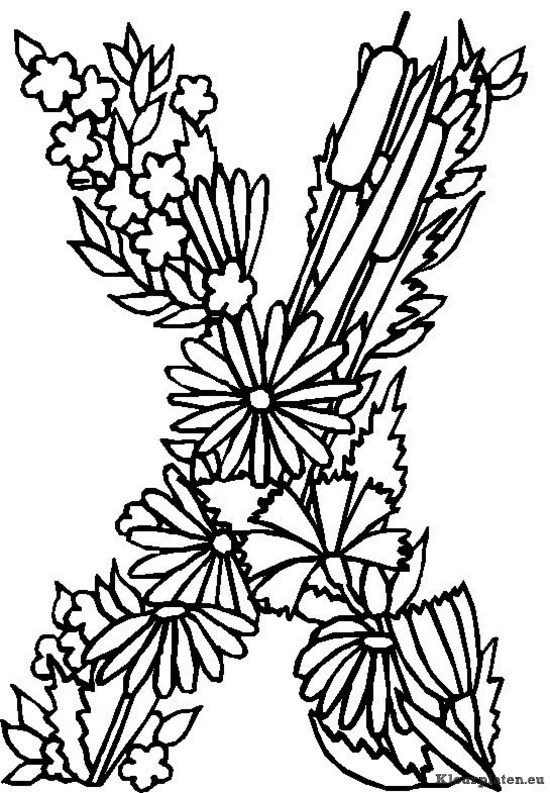Alfabet bloemen kleurplaten