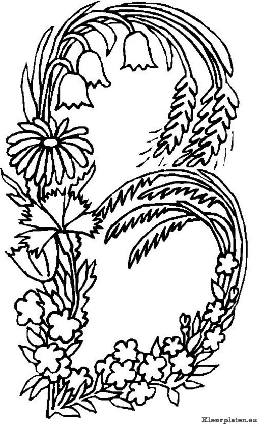 Alfabet bloemen kleurplaten
