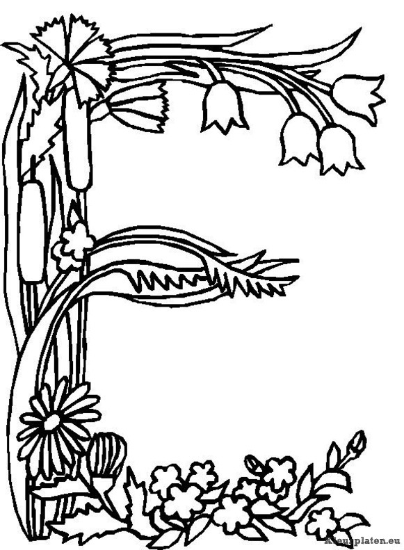 Alfabet bloemen kleurplaten